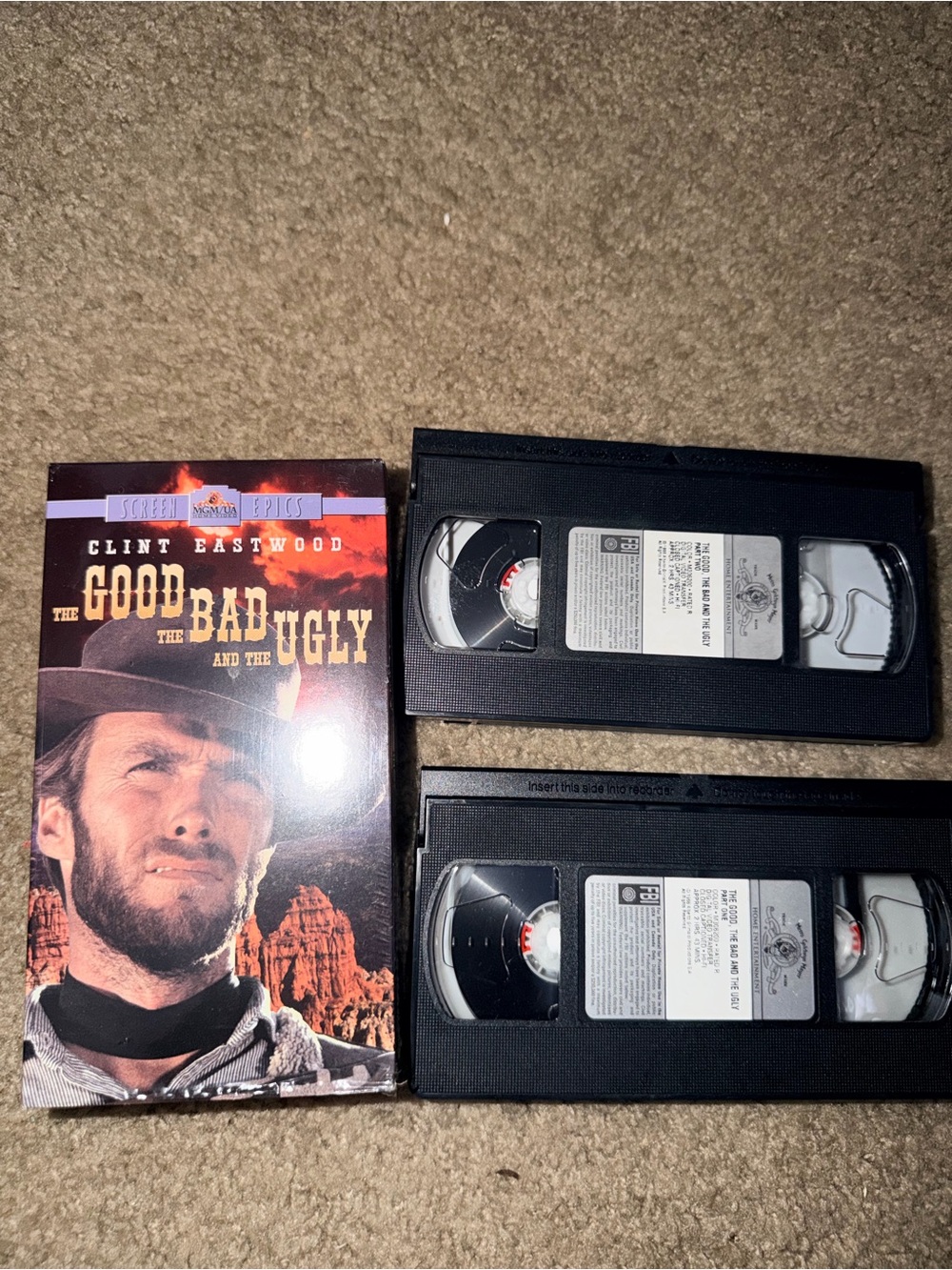The Good, The Bad and The Ugly VHS 2-Tape Set Clint Eastwood Screen Epics
